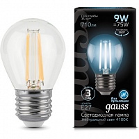 Лампа Gauss LED Filament Шар E27 9W 710lm 4100K