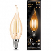 Лампа Gauss LED Filament Свеча на ветру E14 5W 400lm 2700K Golden