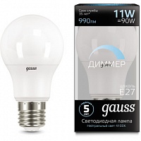 Лампа Gauss LED A60-dim E27 11W 990lm 4100К диммируемая