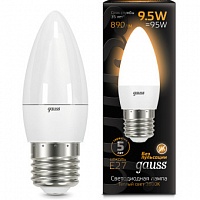 Лампа Gauss LED Свеча E27 9.5W 890lm 3000К