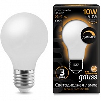 Лампа Gauss LED Filament A60 OPAL dimmable E27 10W 820lm 2700К