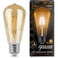 Лампа Gauss LED Filament ST64 E27 6W Gold 550lm 2400К