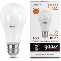 Лампа Gauss LED Elementary A60 15W E27 1320lm 3000K