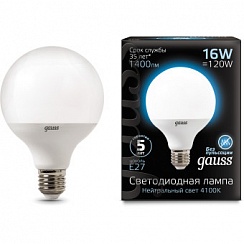 Лампа Gauss LED G95 E27 16W 1400lm 4100K
